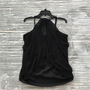Esley Black Ruffle Drape Blouse